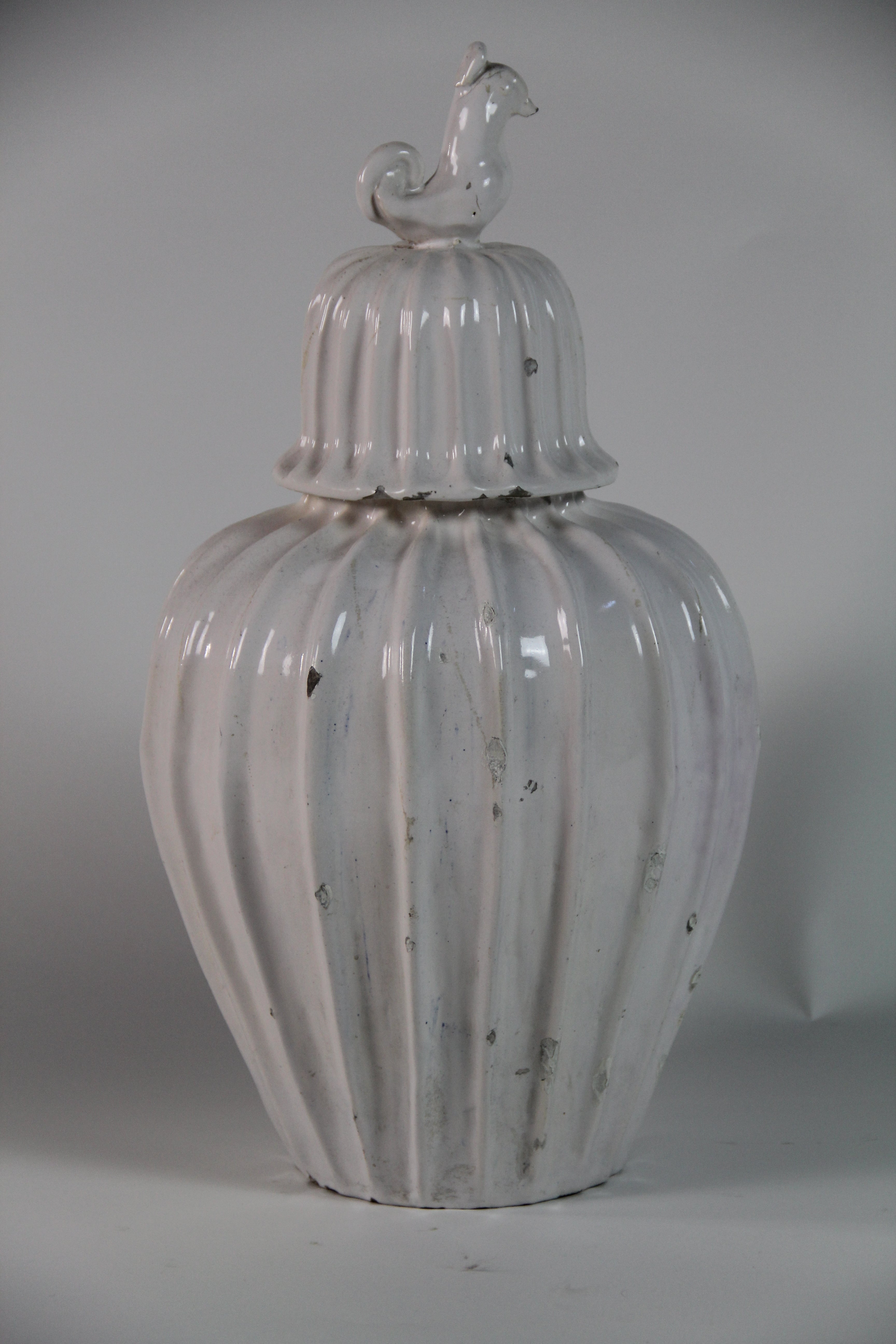 White Glazed French Jar And Cover For Sale
