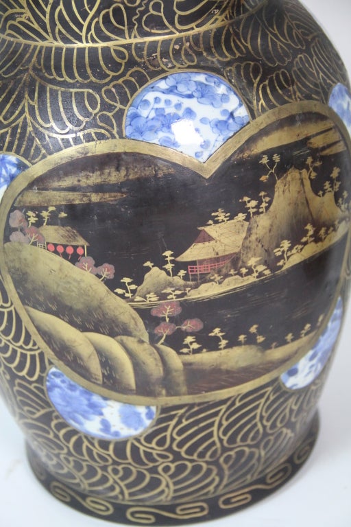 Japanese Pair of Arita Blue and White Porcelain Vases For Sale
