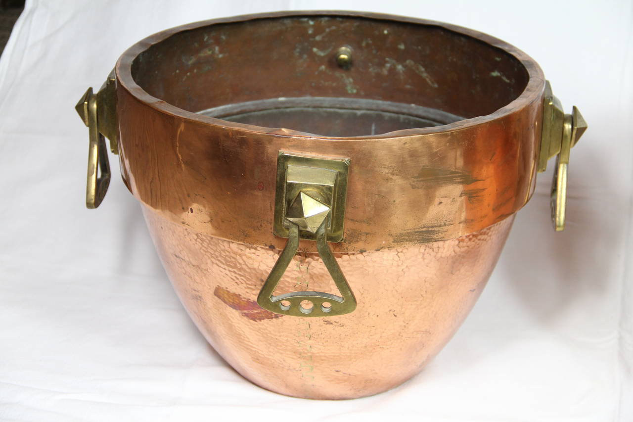 Art Deco Pair of Copper and Brass Jardinieres For Sale
