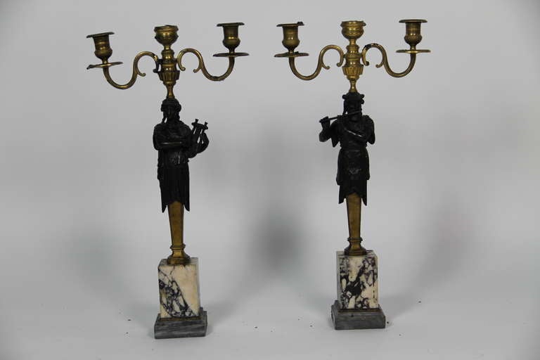 Italian marble and bronze candelabra
