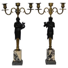 Italian marble and bronze candelabra