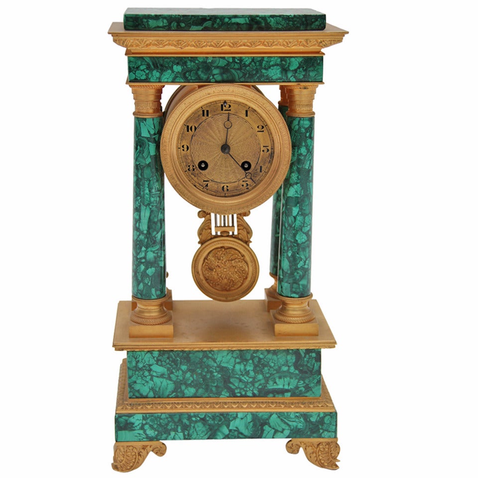 Malachite Empire Clock For Sale