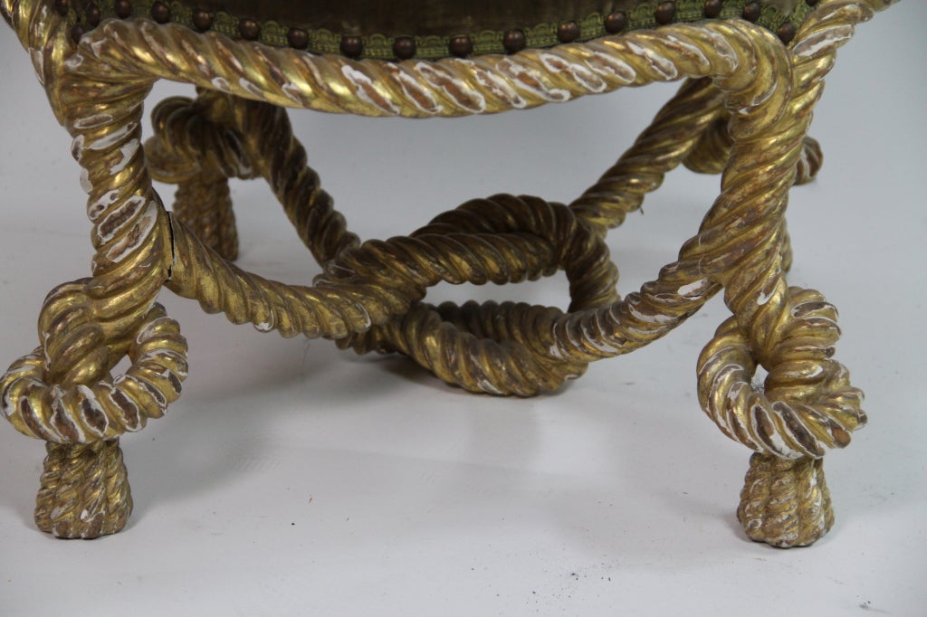French Carved gilt wood Napoleon 3rd stool For Sale