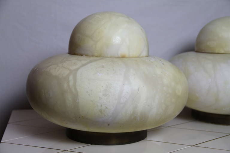 French Art Deco alabaster table lamps For Sale