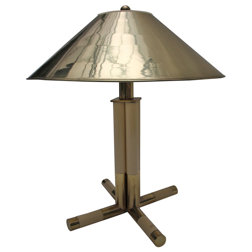 Brass and Lacquer Table Lamp For Sale