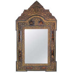 Antique Tortoishell and Brass Mirror