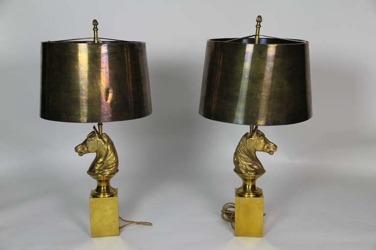 Pair of bronze lamps