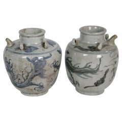 Antique A pair of glazed ceramic Chinese vases