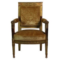 A Gilt wood Empire Style Armchair Attributed to Marcion A Gilt wood Empire Style Armchair Attributed to Marcion