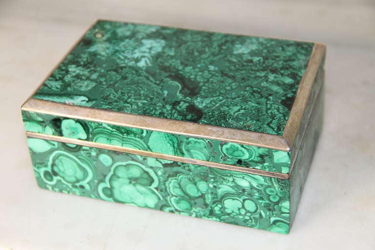 Silver and russian malachite box