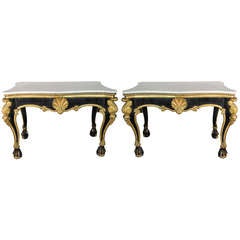 Black And Gilt Pair Of Consoles