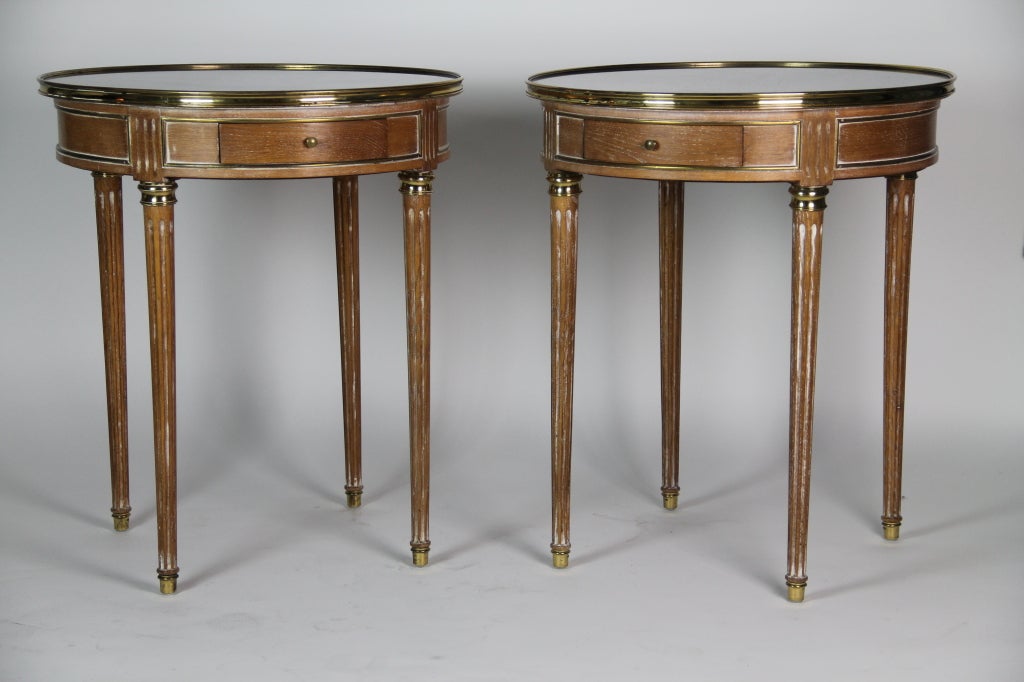 A pair of Louis XVI style Bouillotte tables