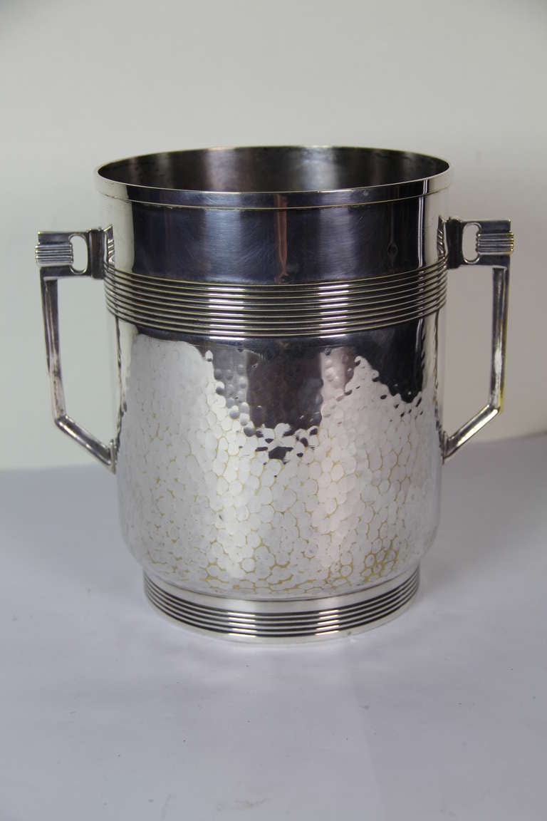 A silver plated martelé  Art Deco decoration wine cooler