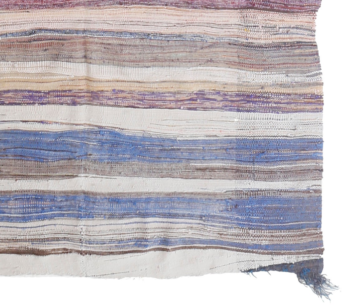 Tribal Boucherouite Moroccan Berber Flat-Weave Rug For Sale