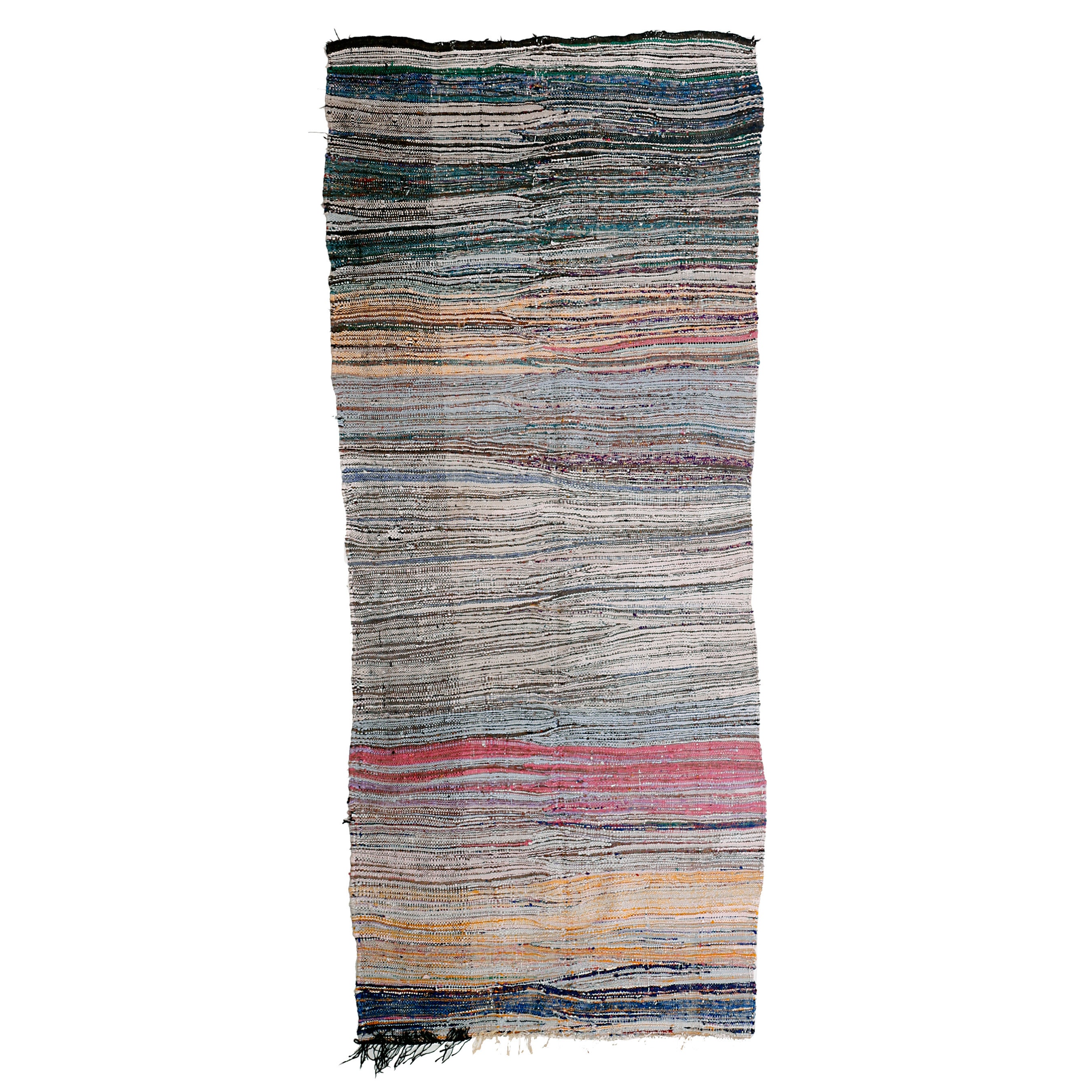 Vintage Moroccan Berber Boucherouite Kilim Rug & Kilim