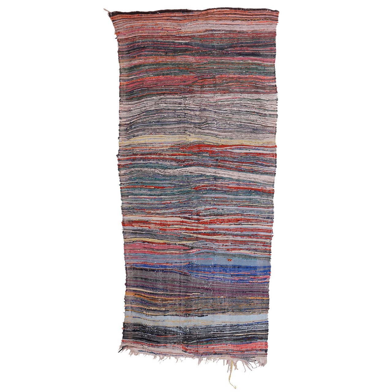 Dramatic Boucherouite Moroccan Berber Flat-Weave Rug