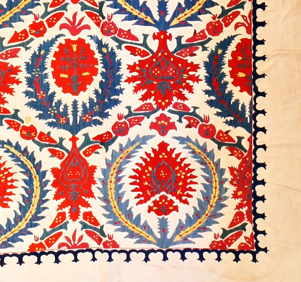 Revival Ottoman Style Silk Embroidered Textile Hanging or Spread For Sale