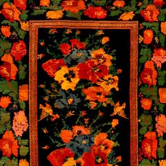 Vintage Caucasian Floral Qarabagh Rug in the St. Petersburg Style