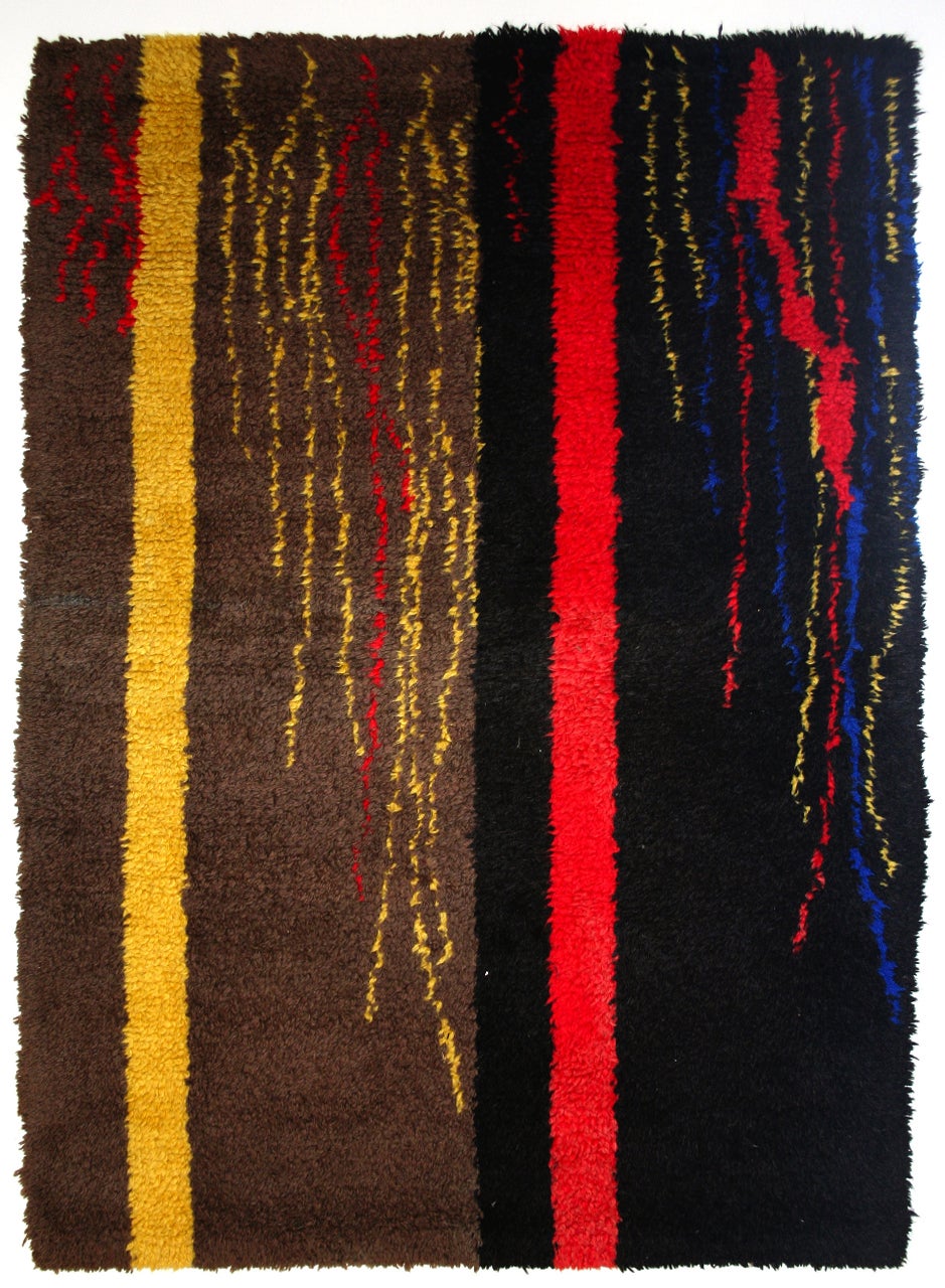 Tapis en laine français au design abstrait, moderne du milieu du siècle dernier en vente