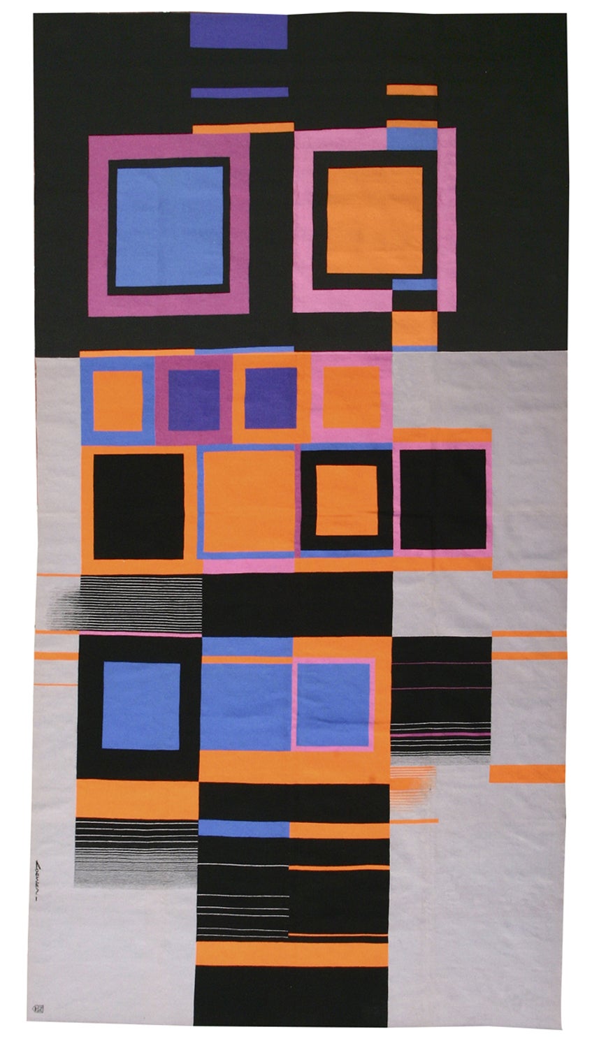 Alfombra francesa de tapiz de lana Aubusson "Mine Orange" de Claude Loewer 1970 en venta