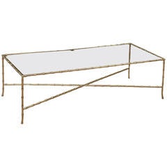 Brass Faux Bamboo Coffee Table Maison Baguès