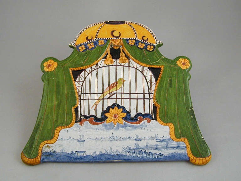 Pair of Early 19th Century Dutch Delft Birdcage Plaques In Excellent Condition For Sale In London, GB