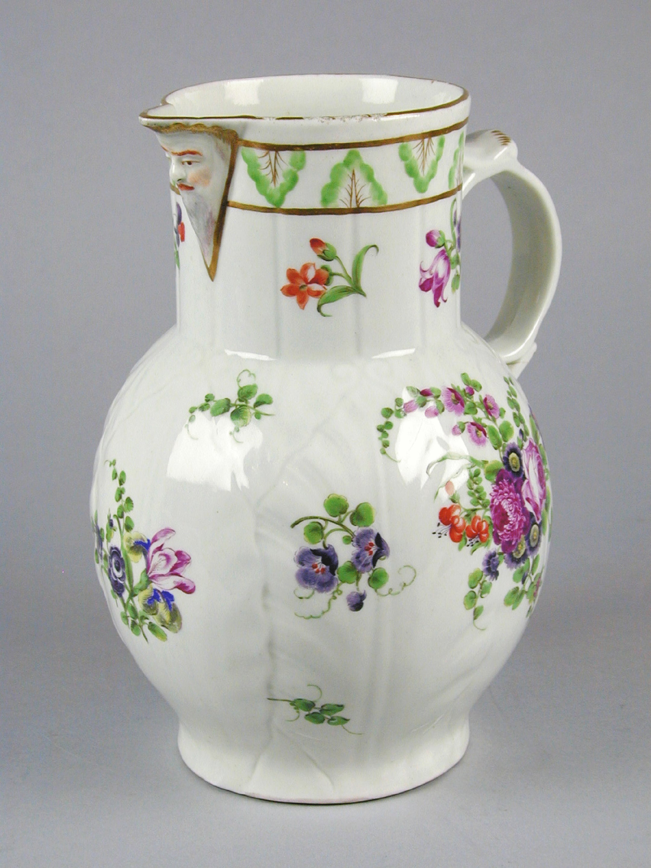 18th Century Worcester Mask Jug For Sale