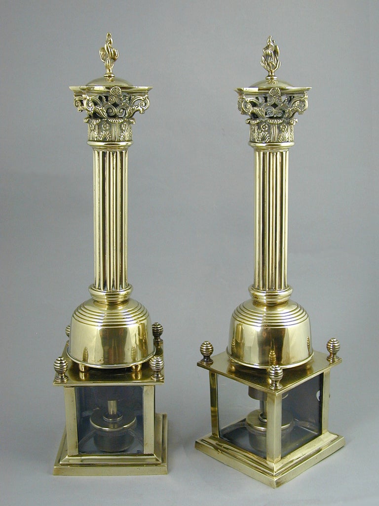 Unusual Pair of Regency Brass Incense Burners