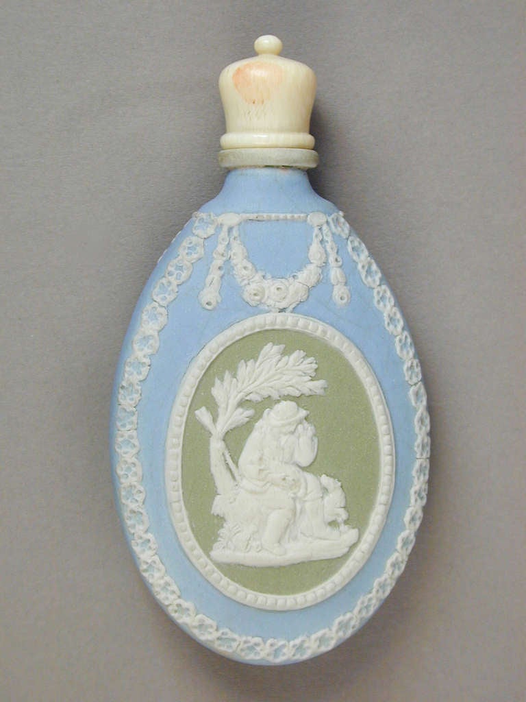 English Wedgwood Three Colour Jasper Scent Bottle with Bone Screw Top