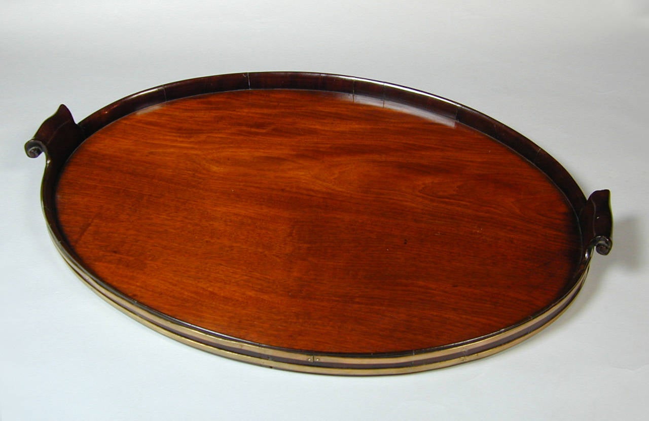 George III Brass Bound Oval Mahogany Tray of Large Size
