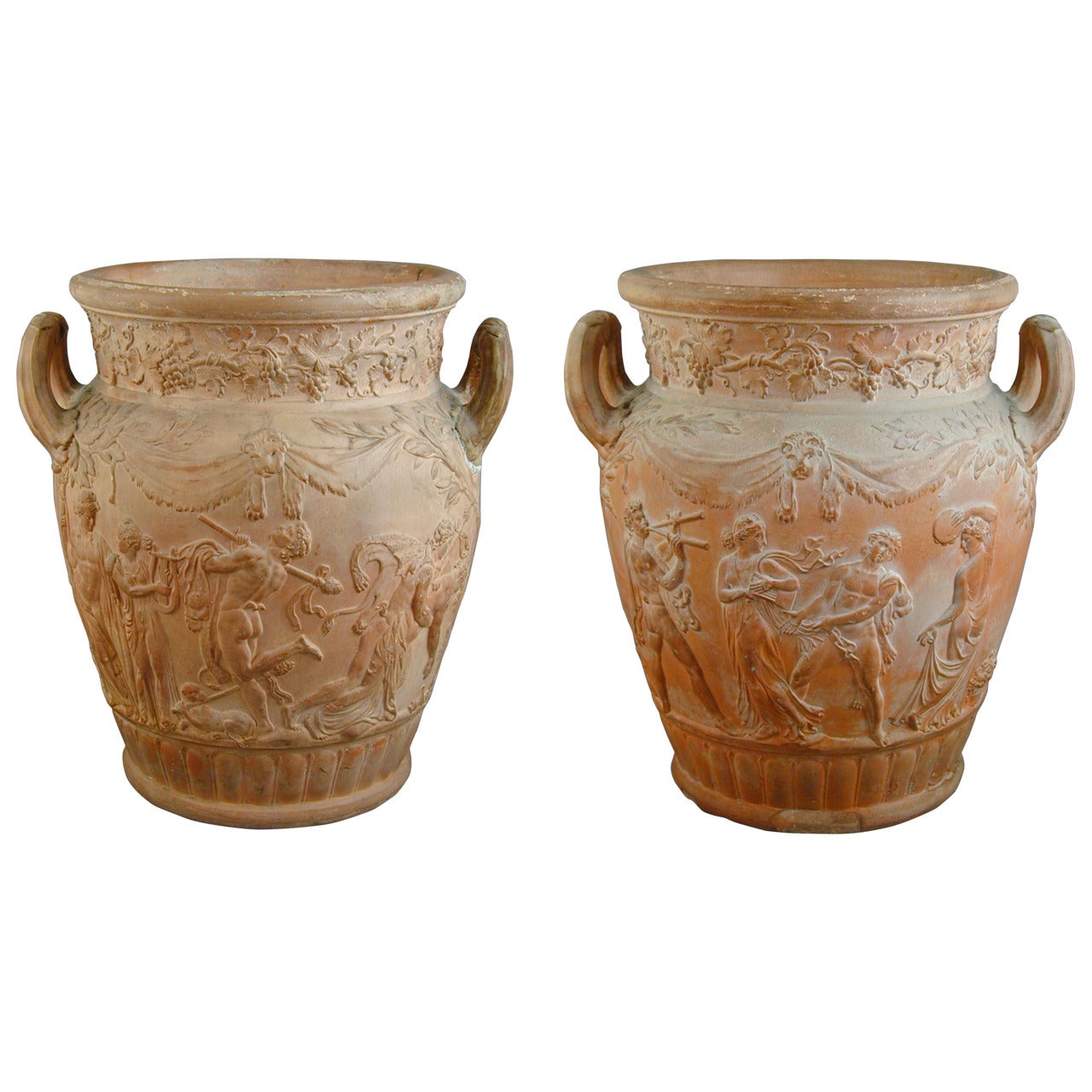 Pair of Wedgwood Terracotta Classical Urns For Sale