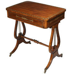 Regency Lyre Ended Kingwood and Brass Inlaid Occasional Table