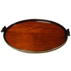 George III Brass Bound Oval Mahogany Tray of Large Size