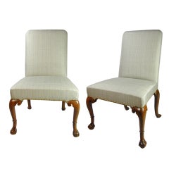 Good quality pair of George I walnut side chairs