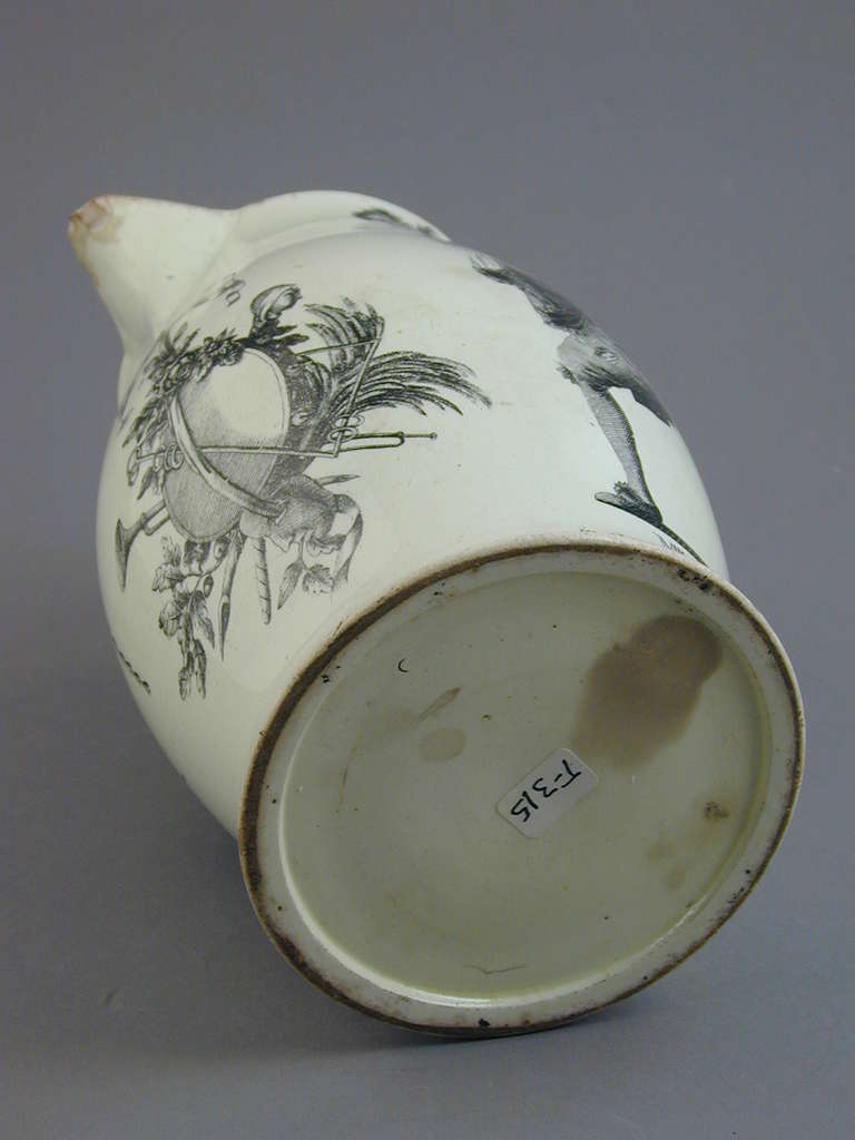 18th Century and Earlier Creamware Theatrical Printed Jug, 
