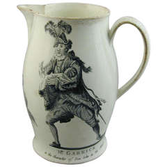 Creamware Theatrical Printed Jug, "Mr. Garrick"