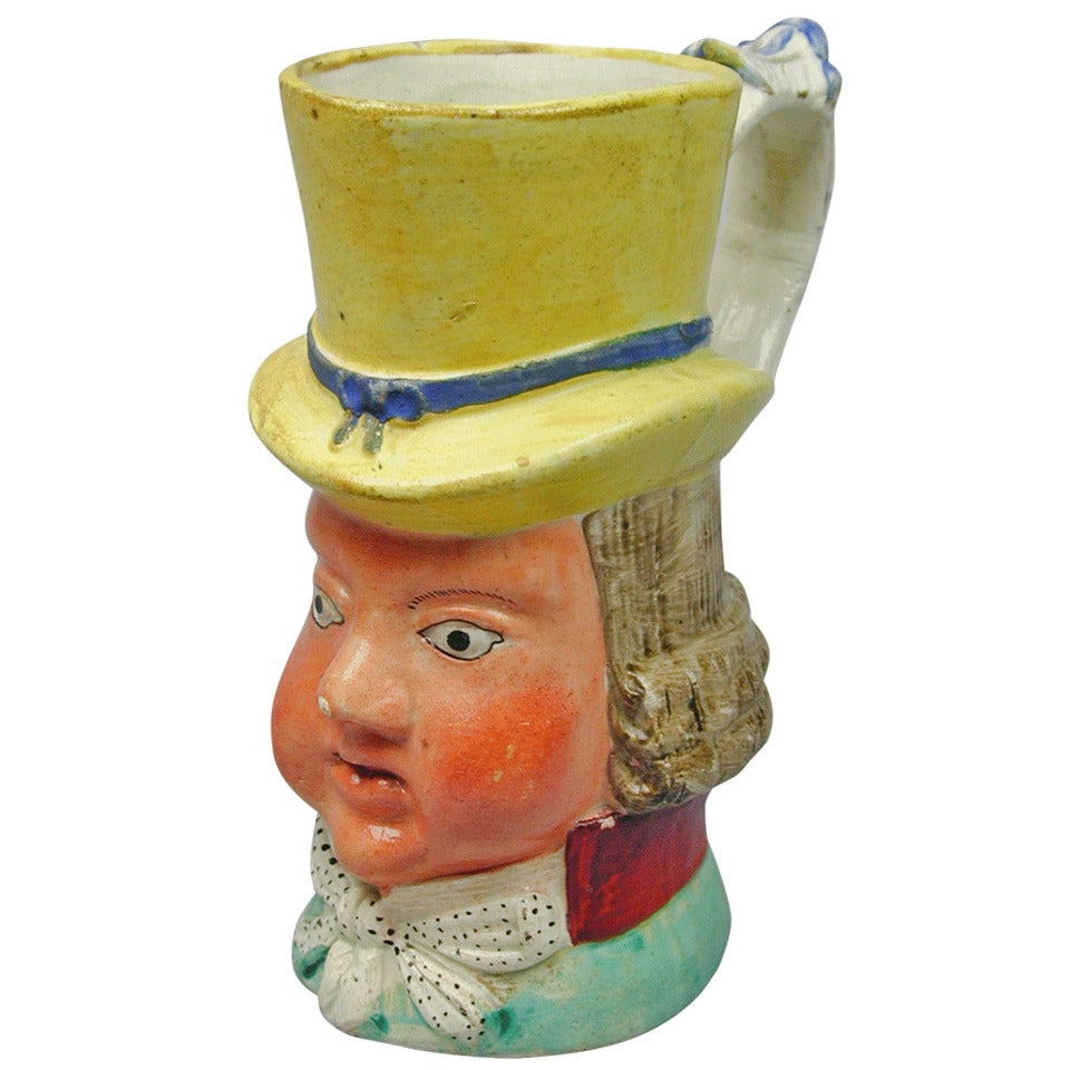 19th Century Staffordshire Jug Depicting Paul Pry For Sale