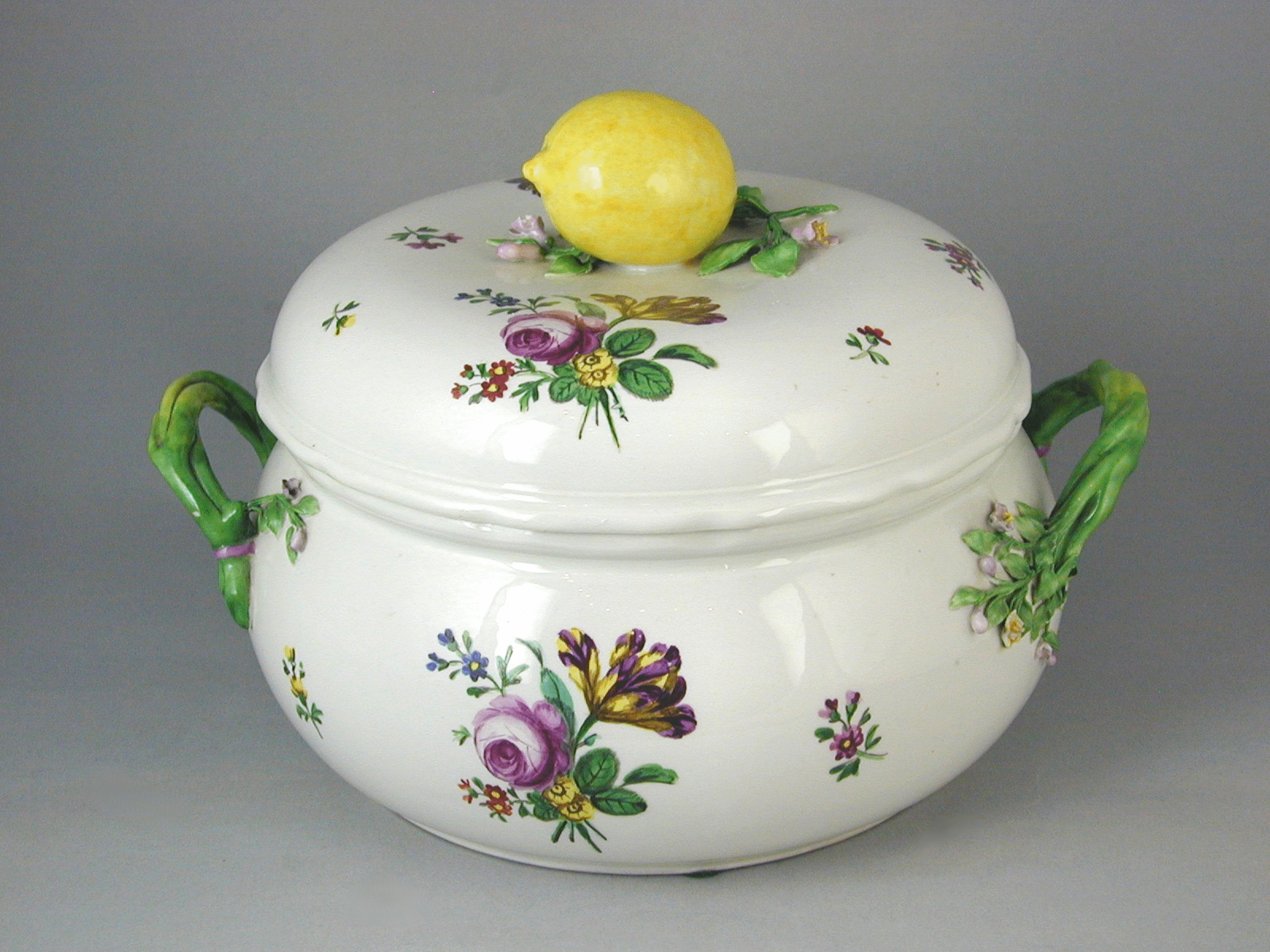 Vienna Tureen and Cover with Floral Decoration and Lemon Knop For Sale