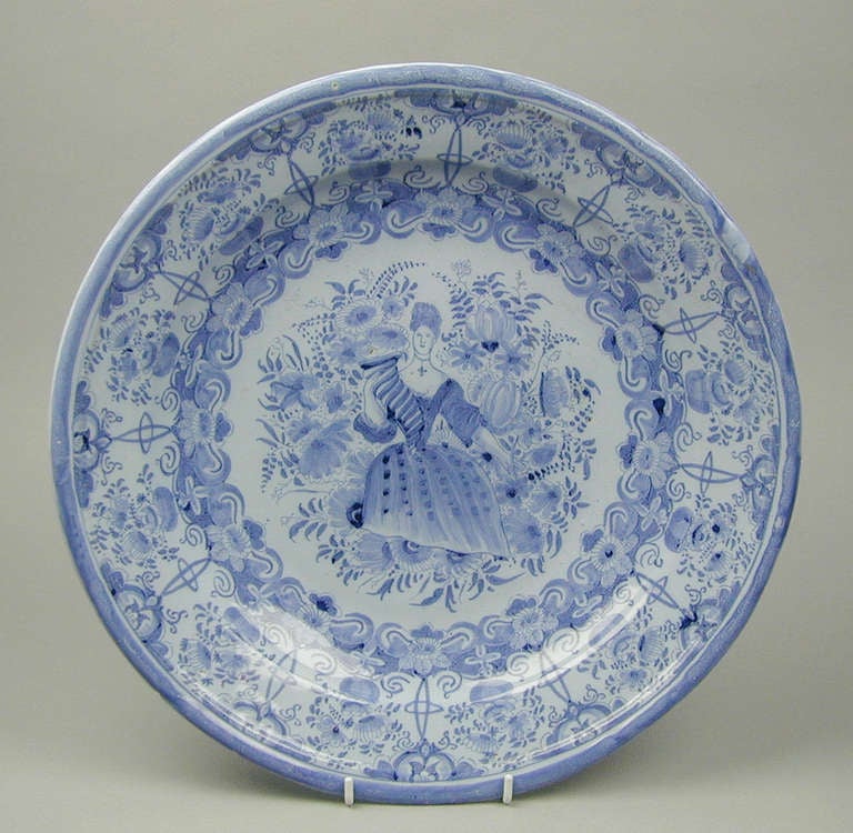 German faience Dish with portrait of a lady.