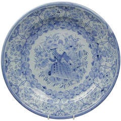 German faience Dish with portrait of a lady.