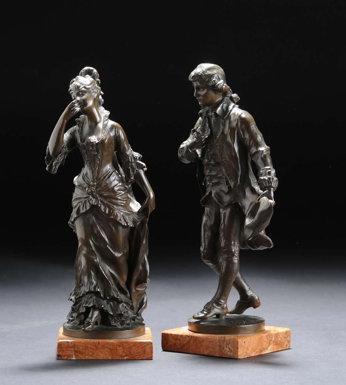 Austrian Pair of late 19th Century bronzes of a Courting Couple. Signed K STERRER For Sale