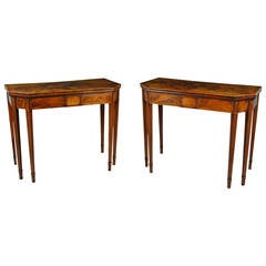 Antique Pair of Sheraton period mahogany and inlaid Card Tables.