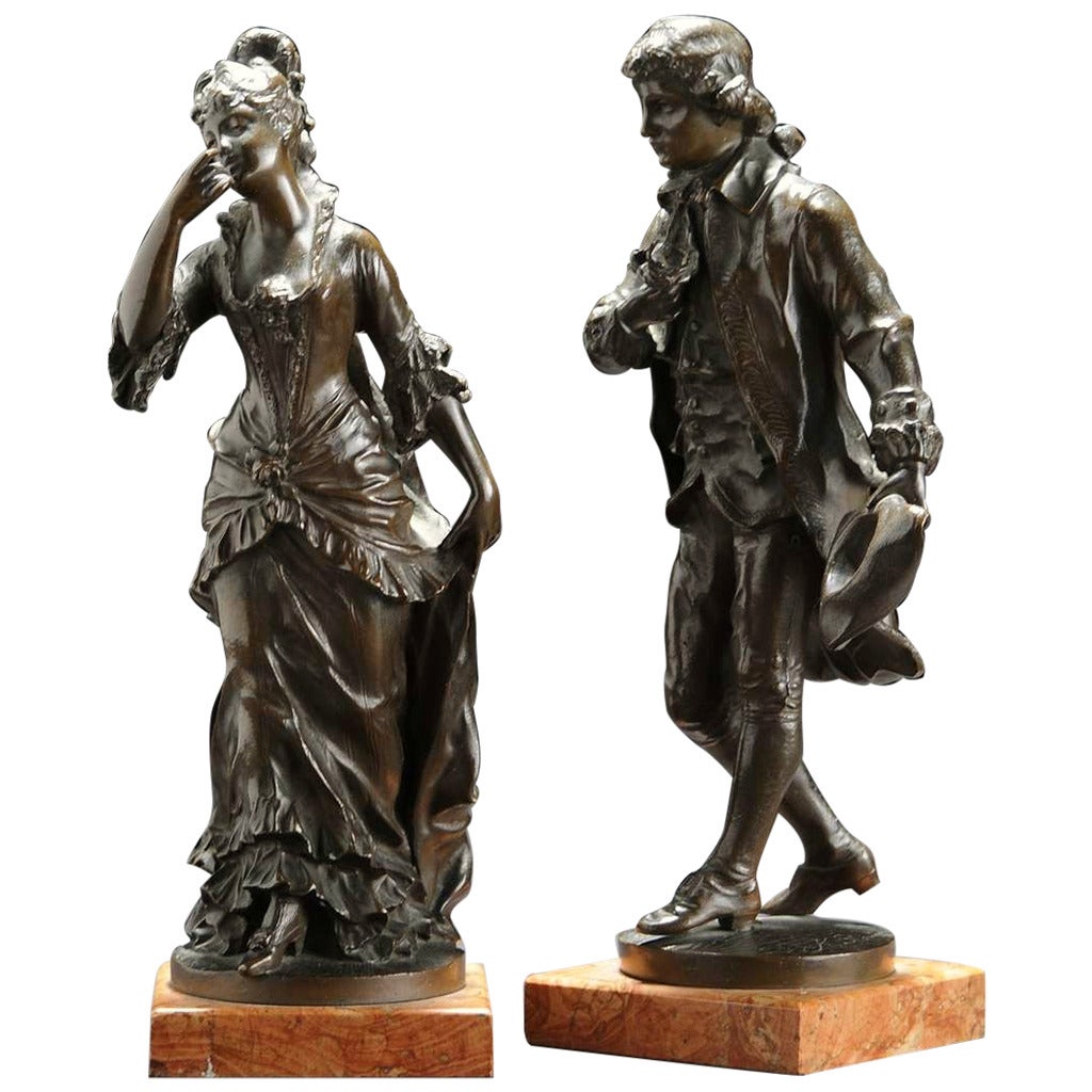 Pair of late 19th Century bronzes of a Courting Couple. Signed K STERRER For Sale