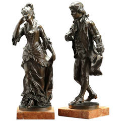 Pair of late 19th Century bronzes of a Courting Couple. Signed K STERRER