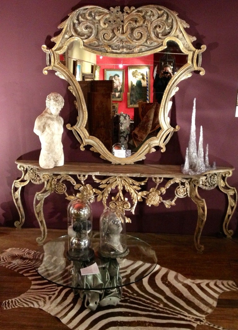 A tall mirror, 18th century, Italy ( the console is sold )
