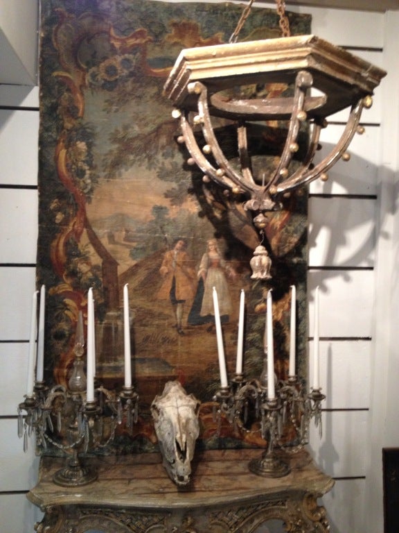 Two Demilune Wood Lanterns 18th Century Italy