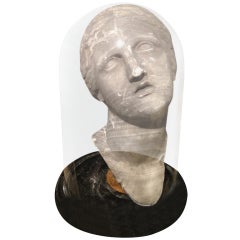 " Woman In Globe " 19th Century Plaster Sculpture