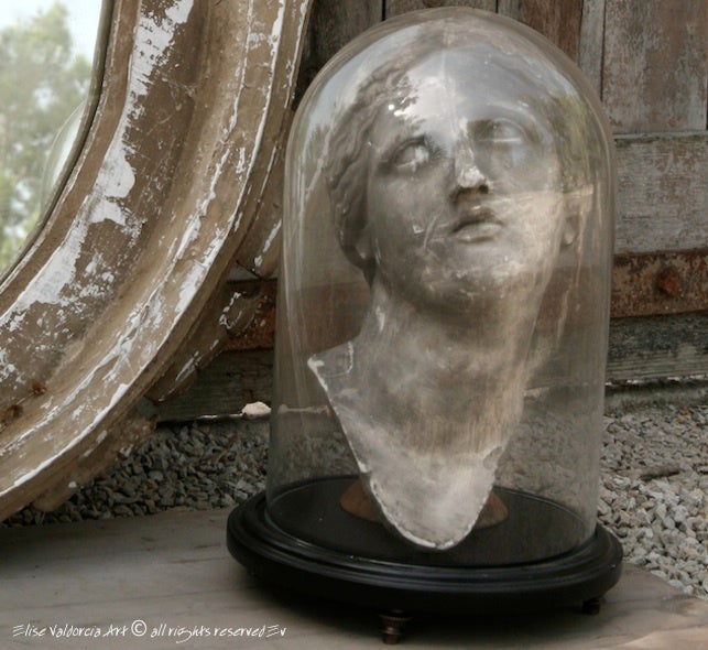 " Woman In Globe " 19th Century Plaster Sculpture