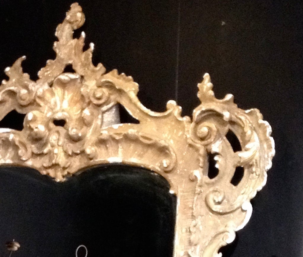 18th Century and Earlier 18th Century Italian Baroque Carved Mirror For Sale