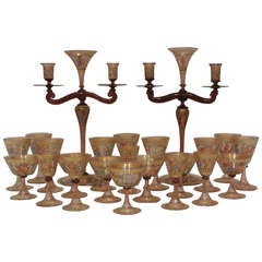 19th c. Set of Venetian Crystal with Candlesticks SATURDAY SALE